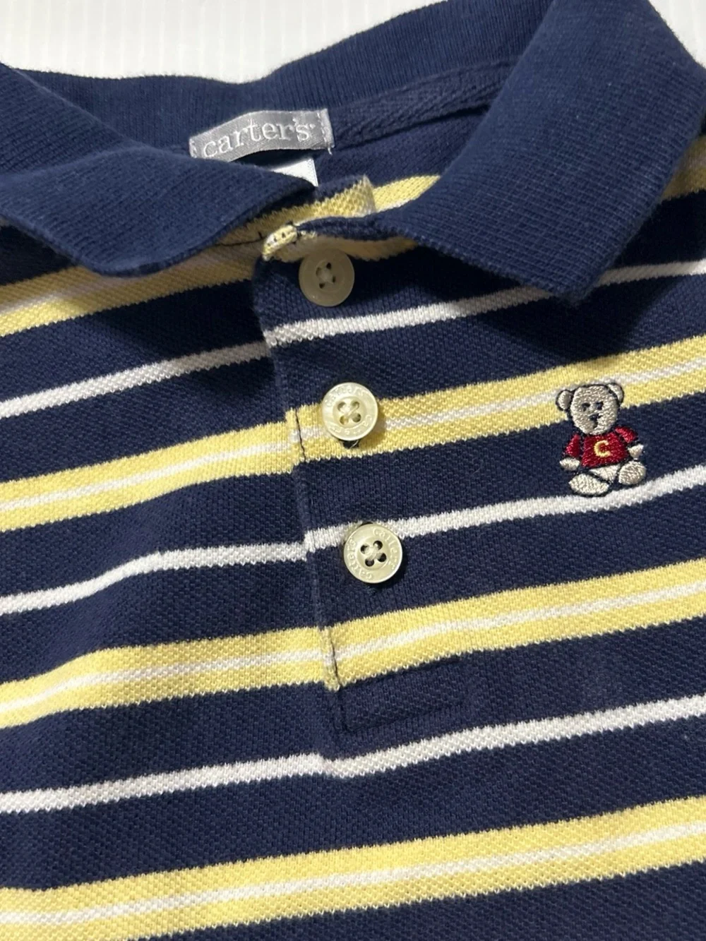 Carter's Navy, Yellow & White Striped Polo One-Piece